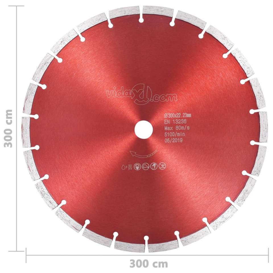 Disc diamantat de tăiere, oțel, 300 mm