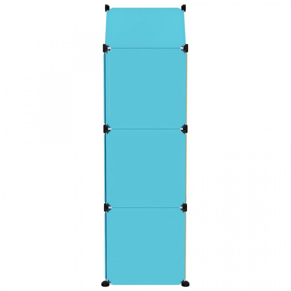 Dulap de depozitare cub pentru copii, 8 cuburi, albastru, PP