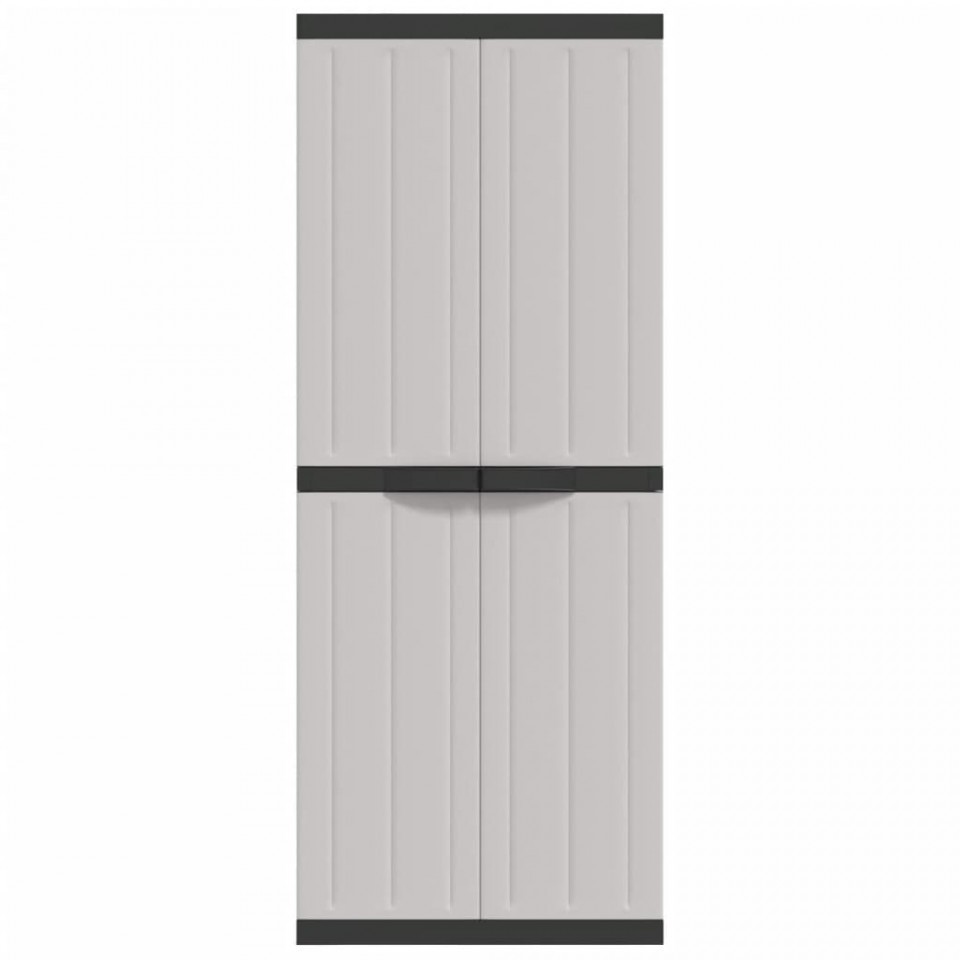 Dulap depozitare de exterior, gri și negru, 65x37x165 cm, PP