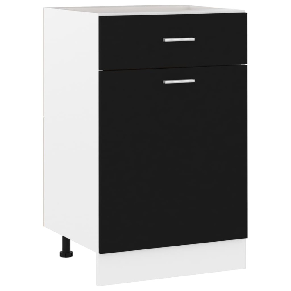 Dulap inferior cu sertar, negru, 50 x 46 x 81,5 cm, PAL