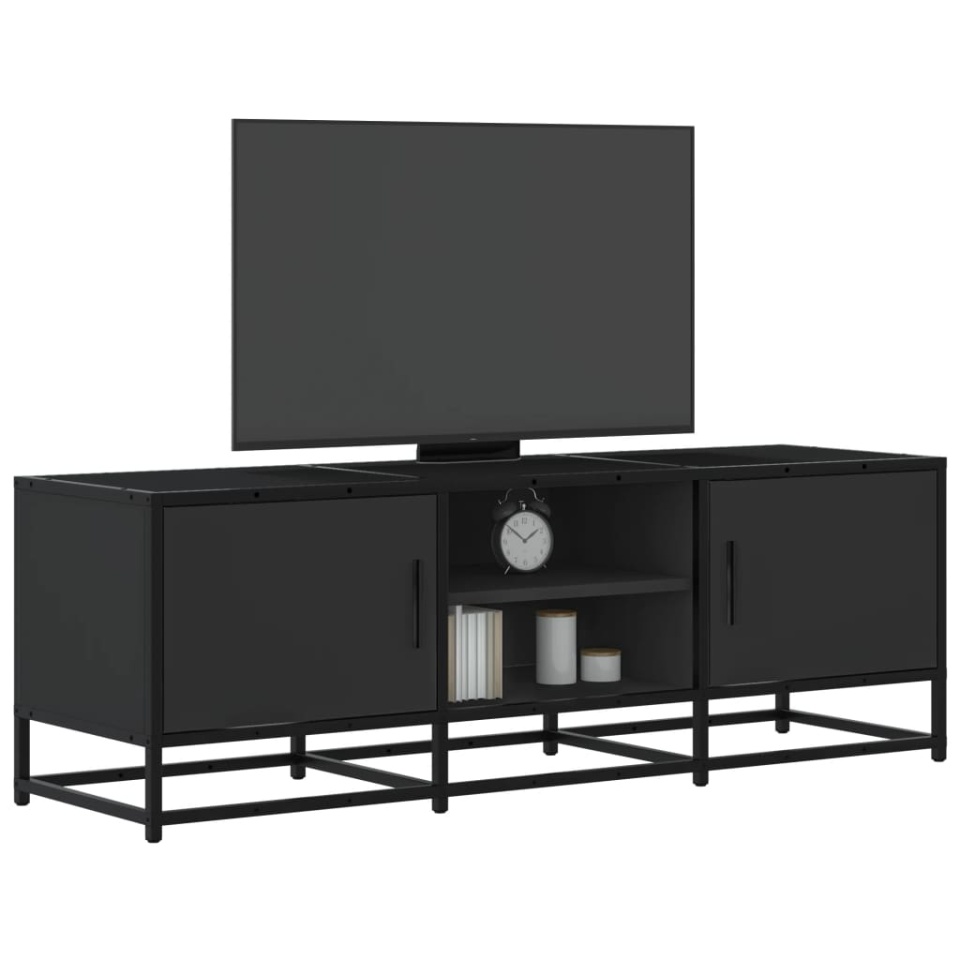 Dulap TV, negru, 120x35x41 cm, lemn prelucrat și metal