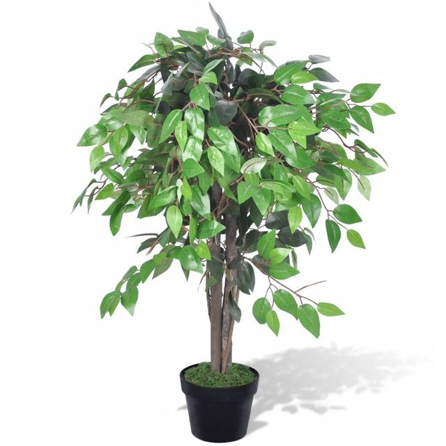 Ficus artificial cu aspect natural și ghiveci, 90 cm artificial