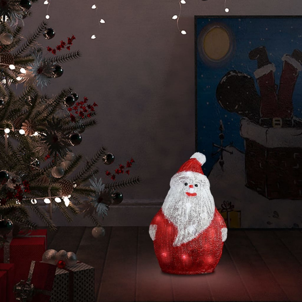 Figurină Moș Crăciun cu LED, 28 cm, acrilic, interior/exterior acrilic