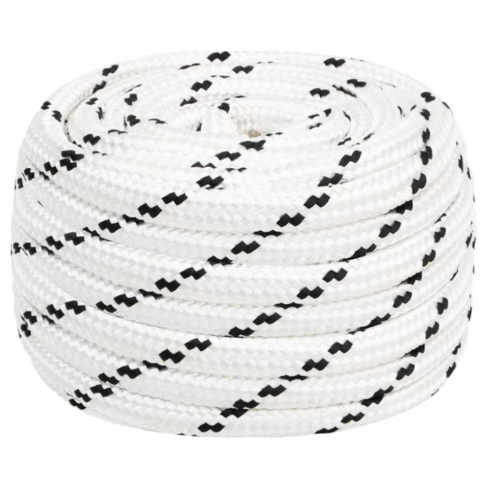 Frânghie de lucru, alb, 18 mm, 100 m, poliester