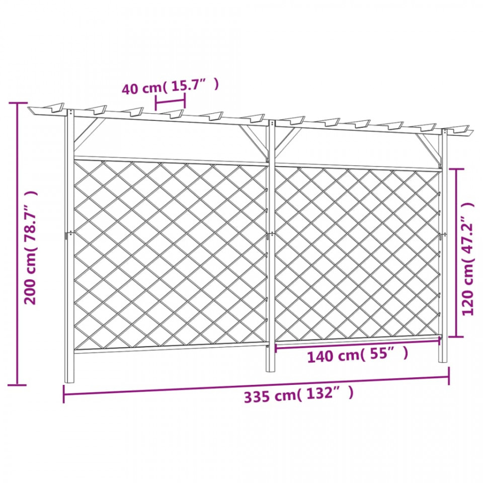 Gard de grădină cu zăbrele și pergolă, lemn