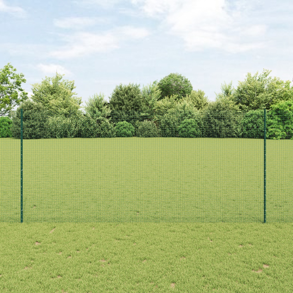 Gard din sârmă sudată cu 5 stâlpi U verde 1.4x10 m oțel
