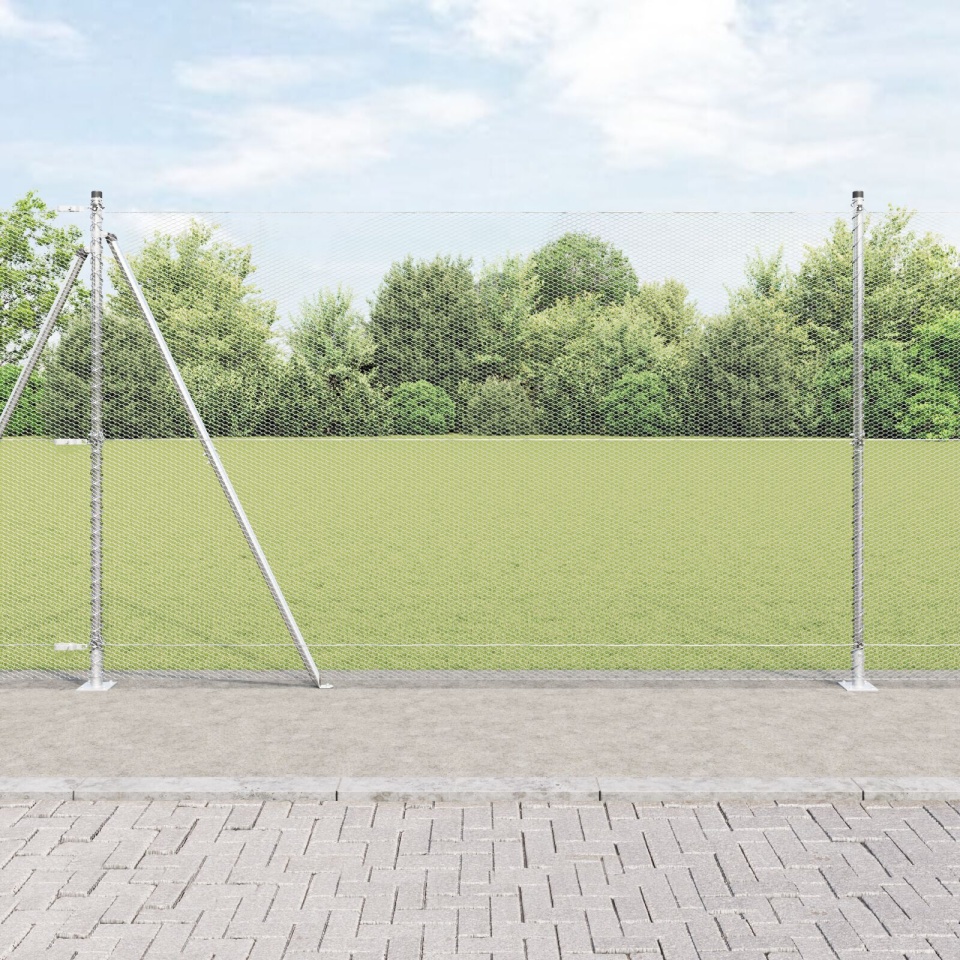 Gard Hexagonal 1.5x10 m Oțel Galvanizat, Pereți Gard cu Plăci Bază 7 pcs Ø32mm 83.5cm Oțel Galvanizat