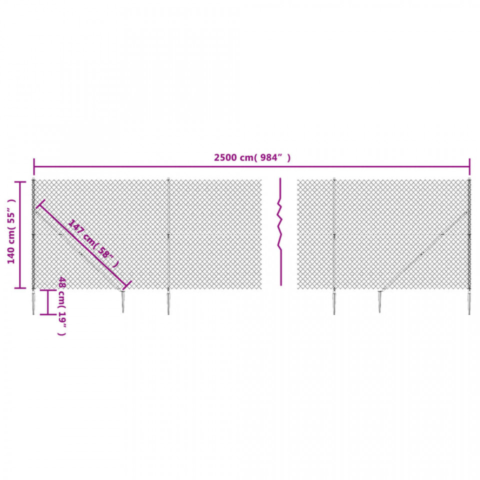 Gard plasă de sârmă cu țăruși de fixare, verde, 1,4x25 m