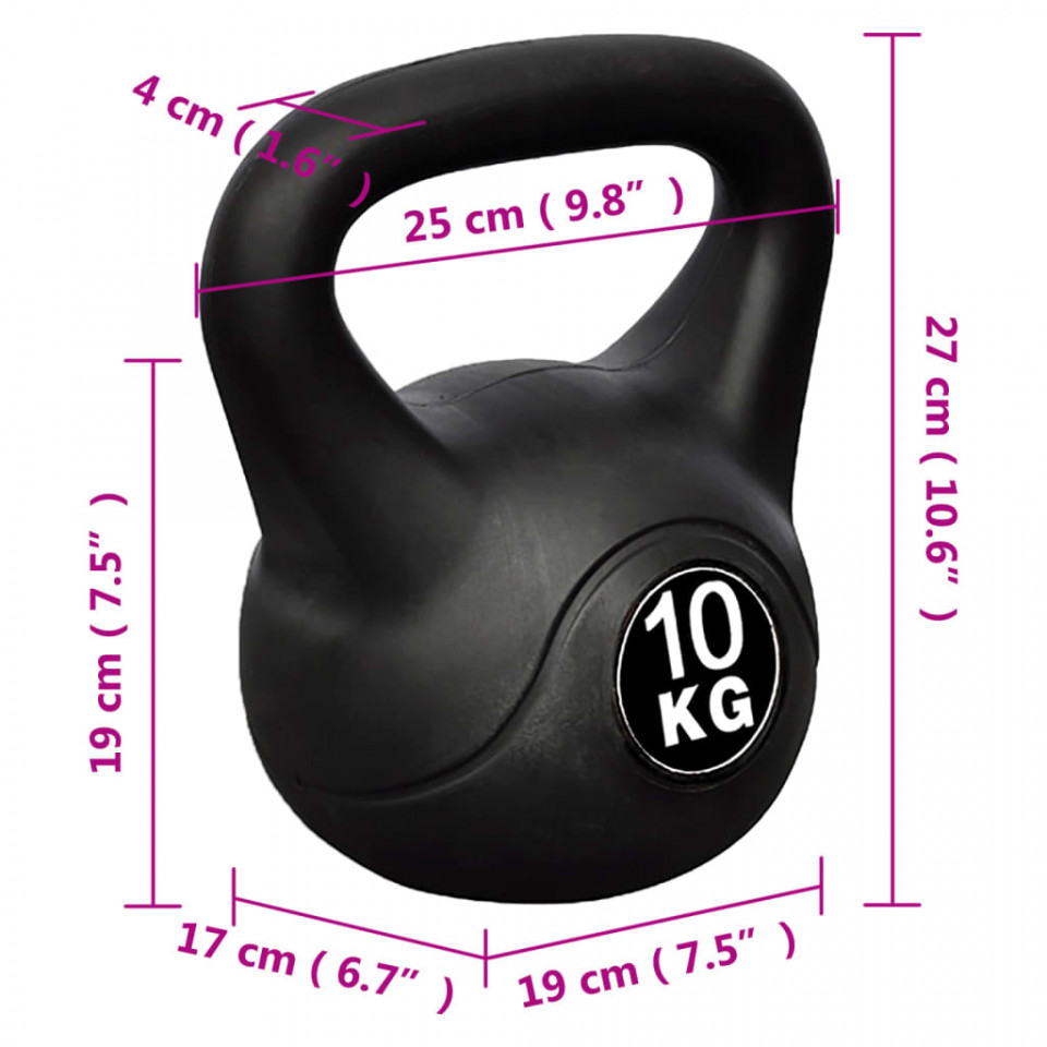 Greutate tip bilă cu mâner Kettlebell 10 kg