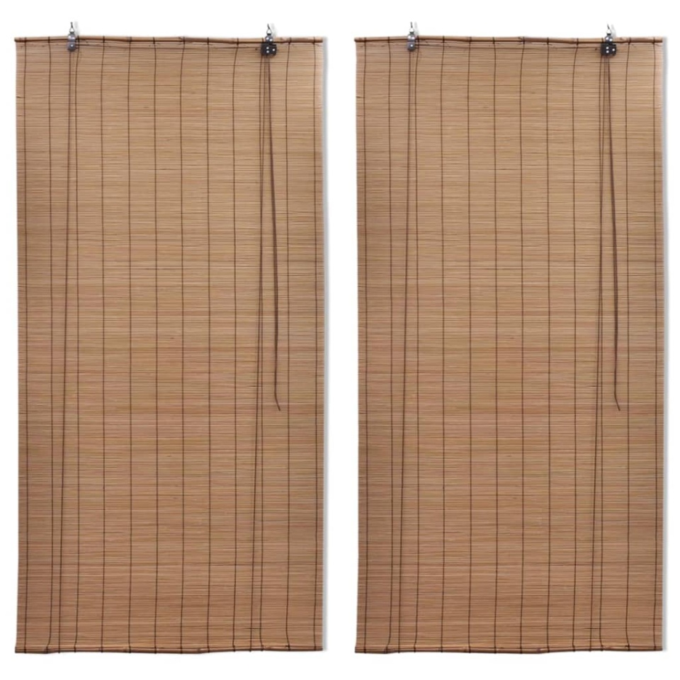 Jaluzele din bambus tip rulou, 2 buc., maro, 120 x 220 cm