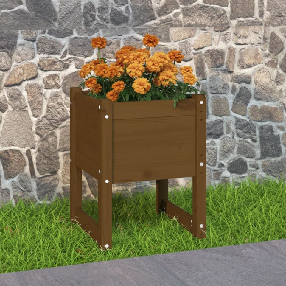 Jardinieră, maro miere, 40x40x52,5 cm, lemn masiv de pin