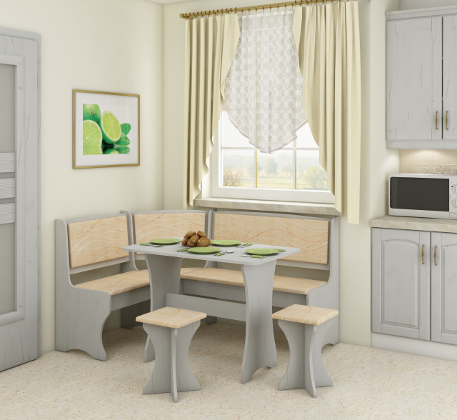 Kitchen Corner Set With Stools | Monaco/Craft White casapractica.ro