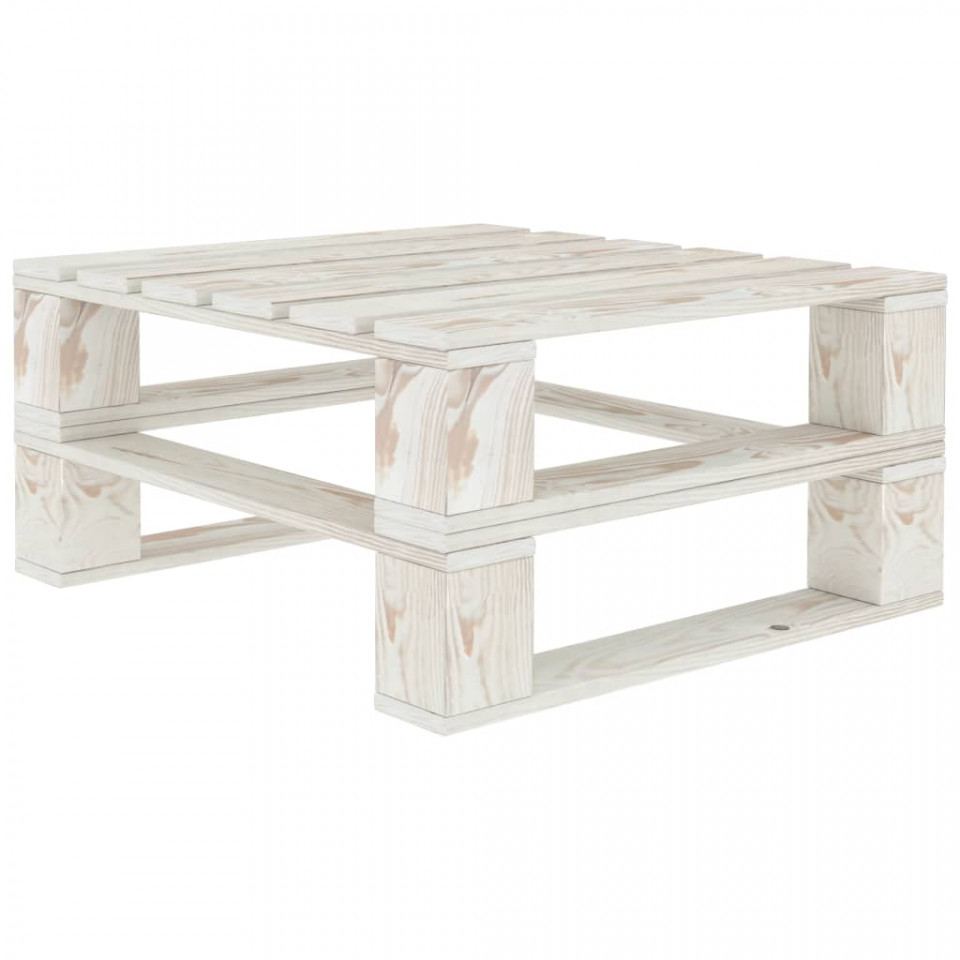 Poza Masa de gradina din paleti, alb, lemn