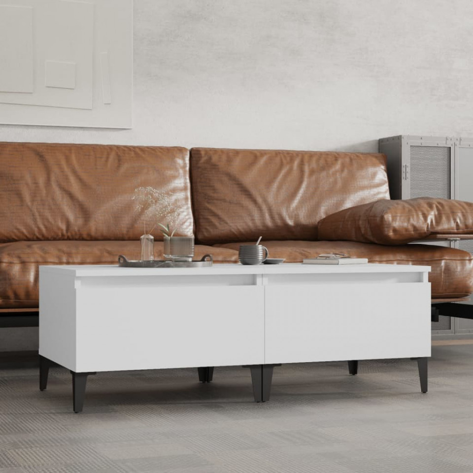 Mese laterale, 2 buc., alb, 50x46x35 cm, lemn compozit