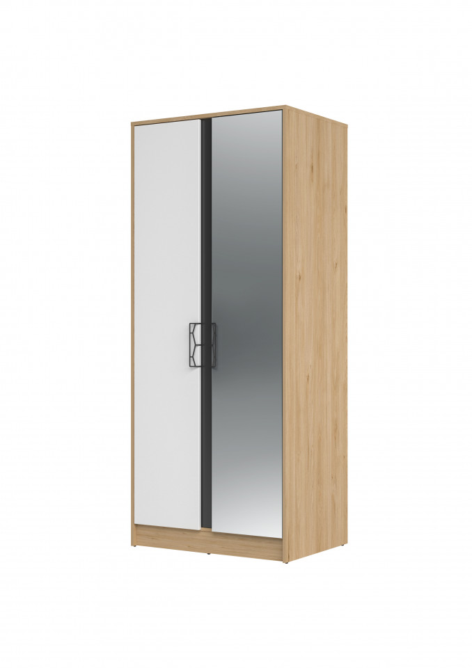 Moet 70 dulap cu 2 uși și oglindă 84 x 200 x 60 cm with oglinda 2d walnut/white/graphiteowy