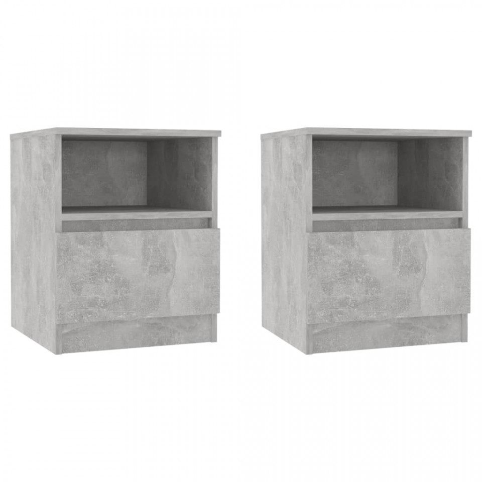 Noptiere, 2 buc., gri beton, 40x40x50 cm, pal