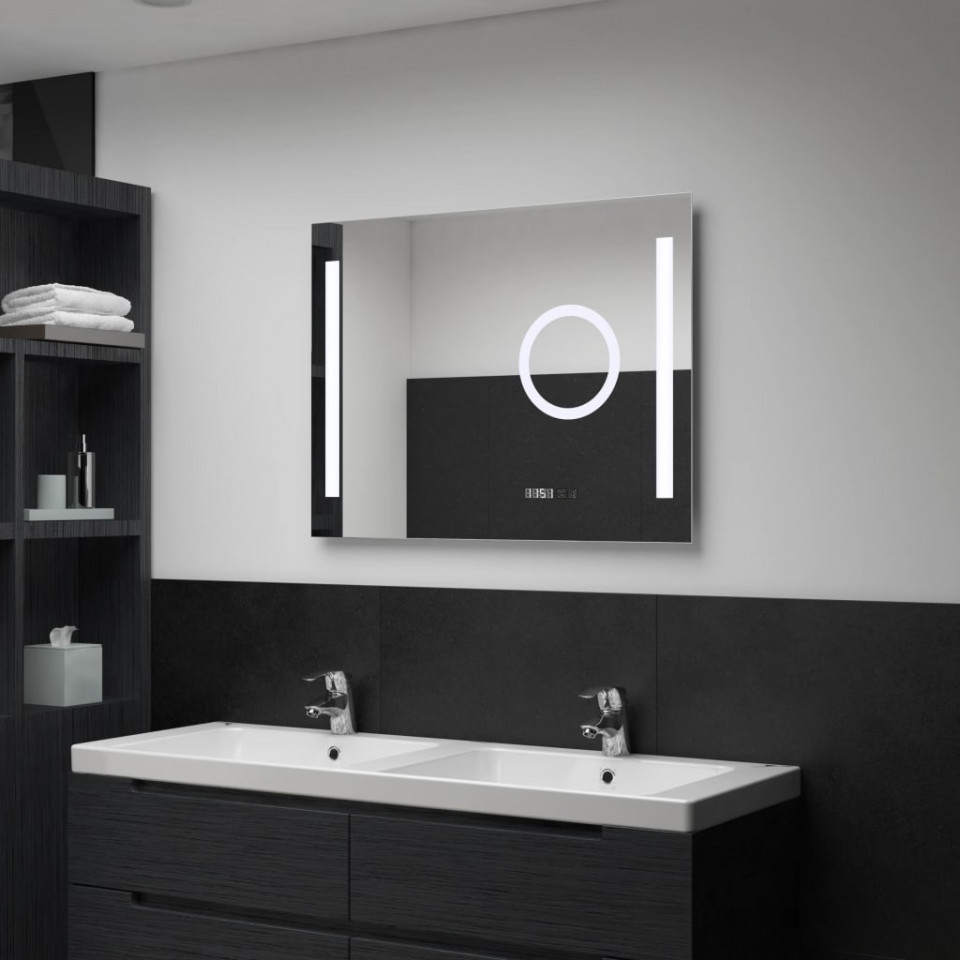 Oglindă cu LED de perete de baie cu senzor tactil, 80 x 60 cm Casa Practica