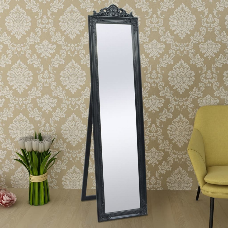 Oglindă verticală în stil baroc 160 x 40 cm negru