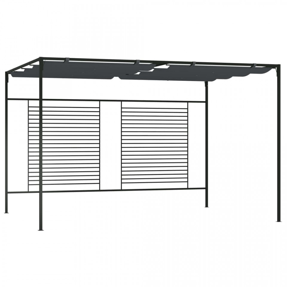 Pavilion cu acoperiș retractabil, antracit, 4x3x2,3 m, 180 g/m²