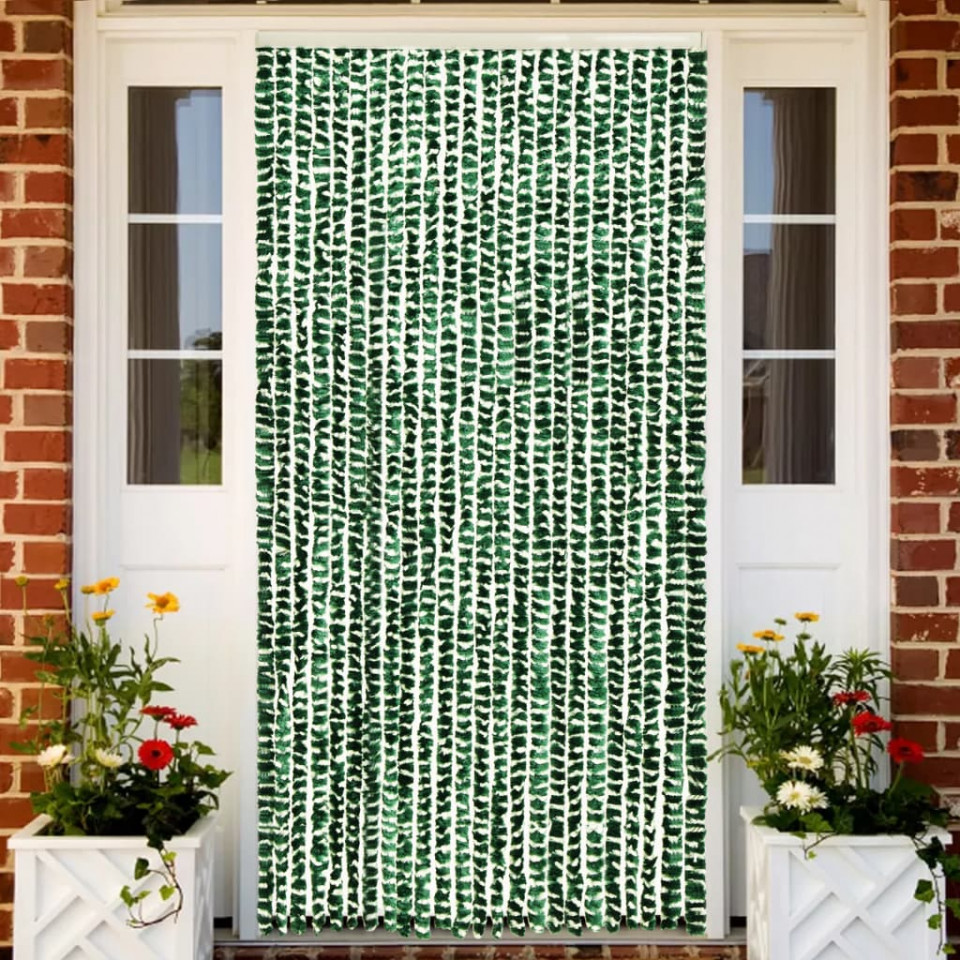 Perdea pentru insecte, verde și alb, 100 x 220 cm, chenille