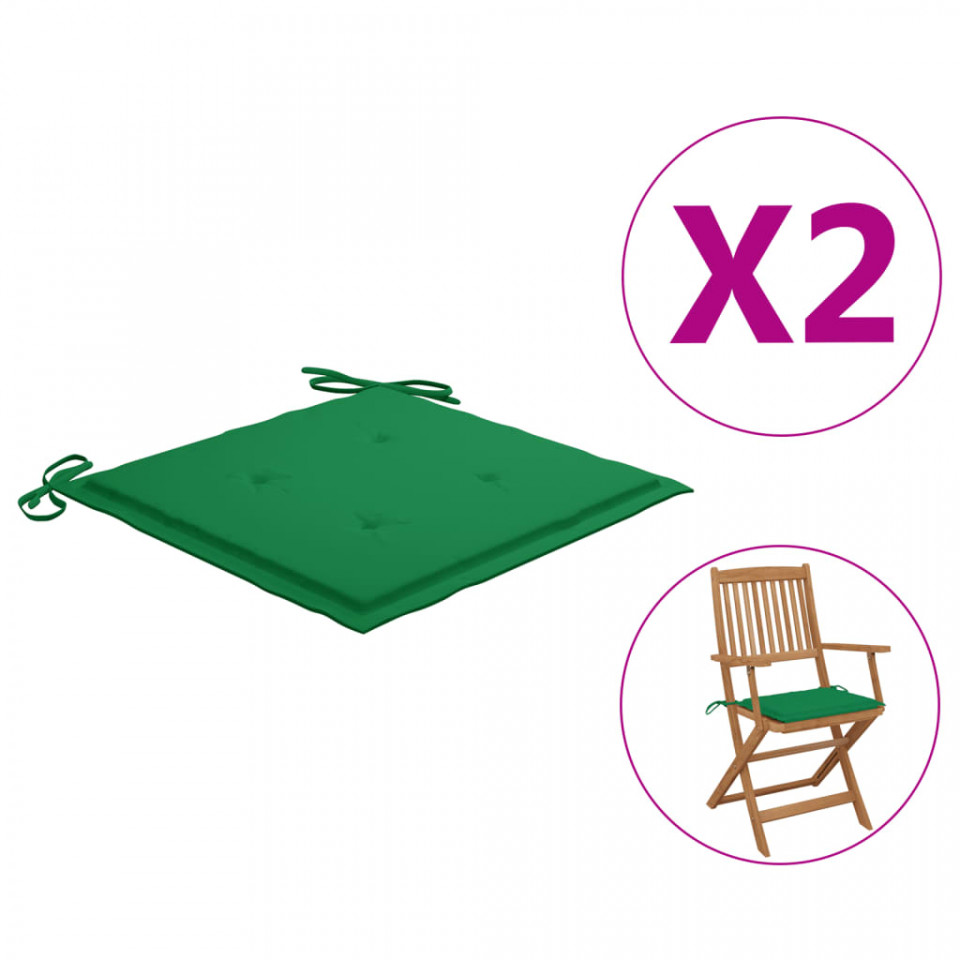 Poza Perne scaun de gradina, 2 buc., verde, 40x40x4 cm, textil