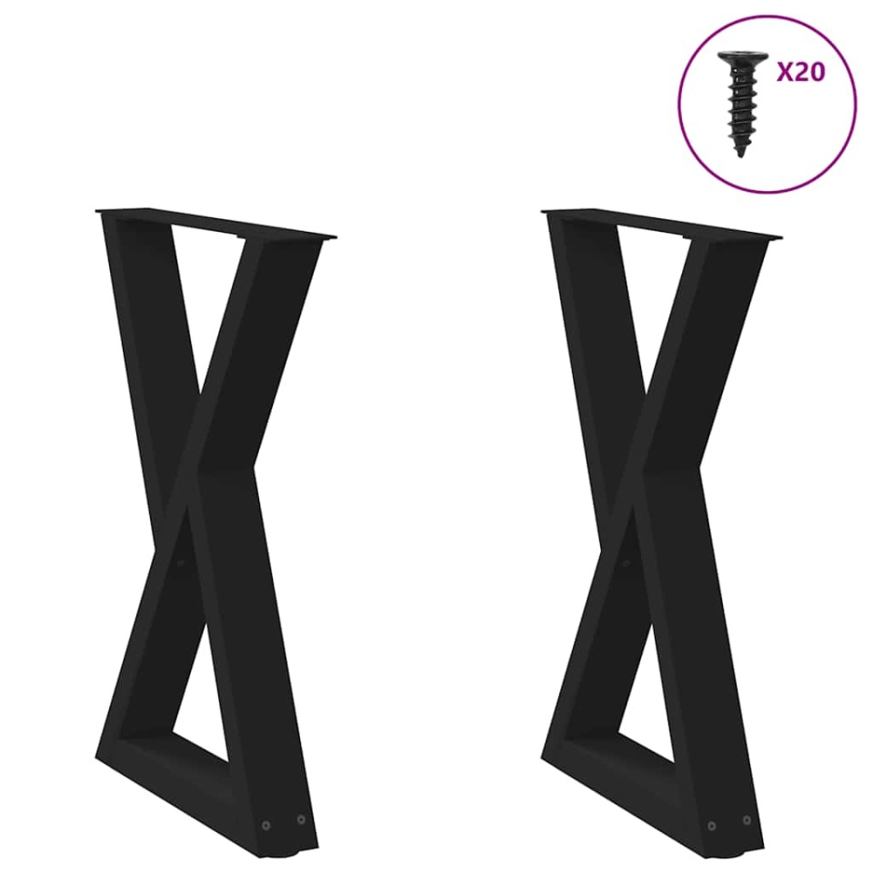 Picioare pentru masă 2 buc Negru 60x(72-73,3) cm Oțel