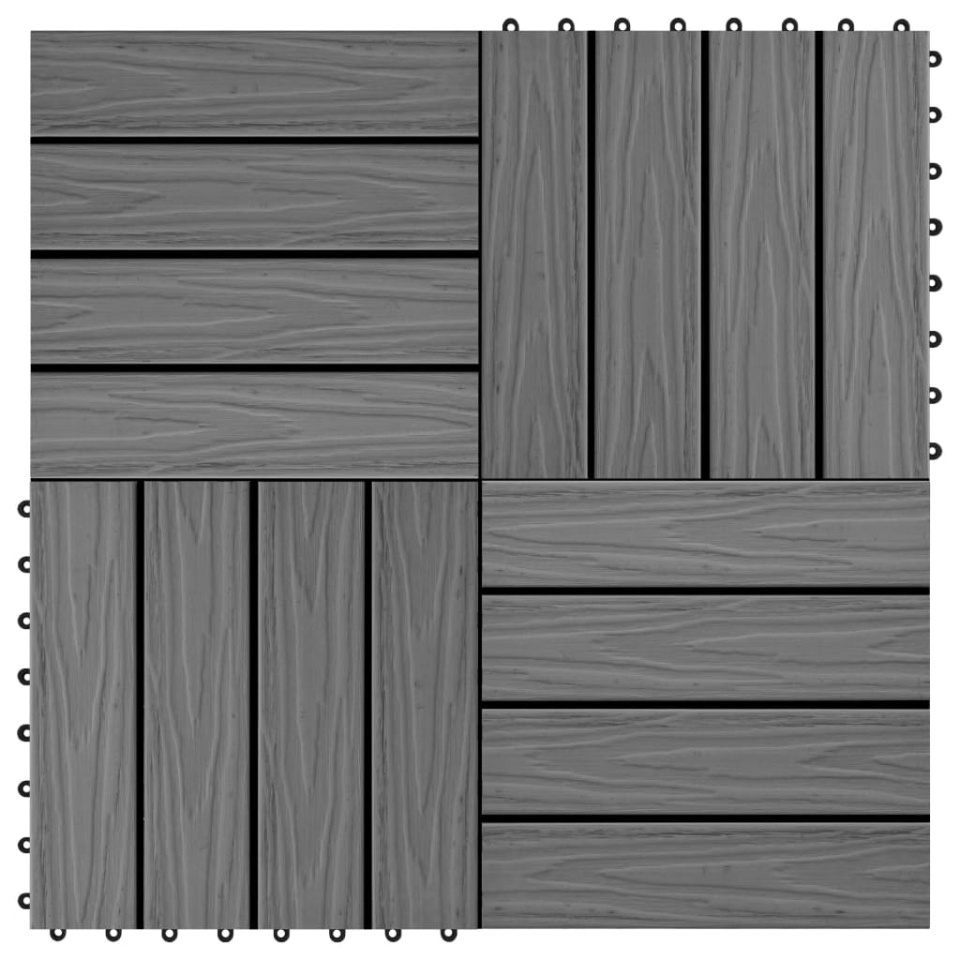 Plăci podea în relief WPC, 11 buc., 30 x 30 cm, 1 mp, gri