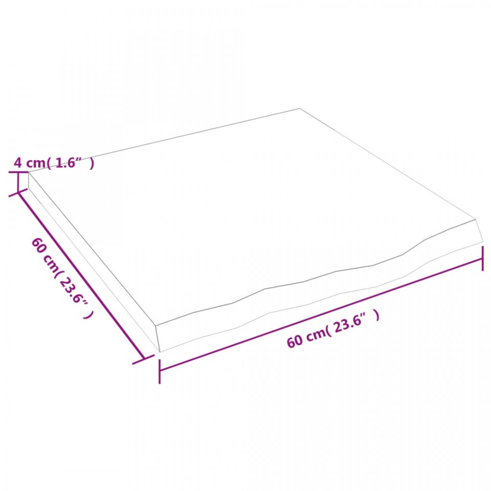 Raft de perete gri închis 60x60x4 cm lemn masiv stejar tratat