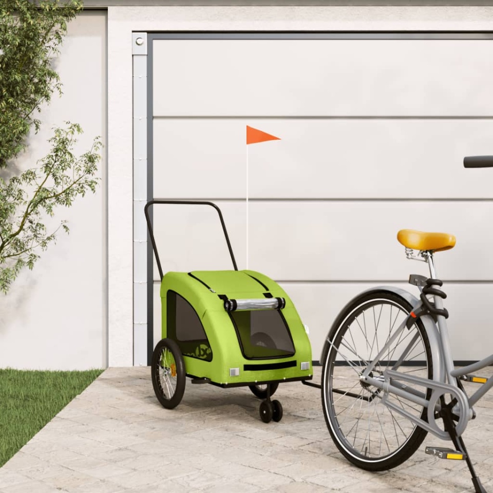 Remorcă de bicicletă animale companie, verde textil oxford/fier