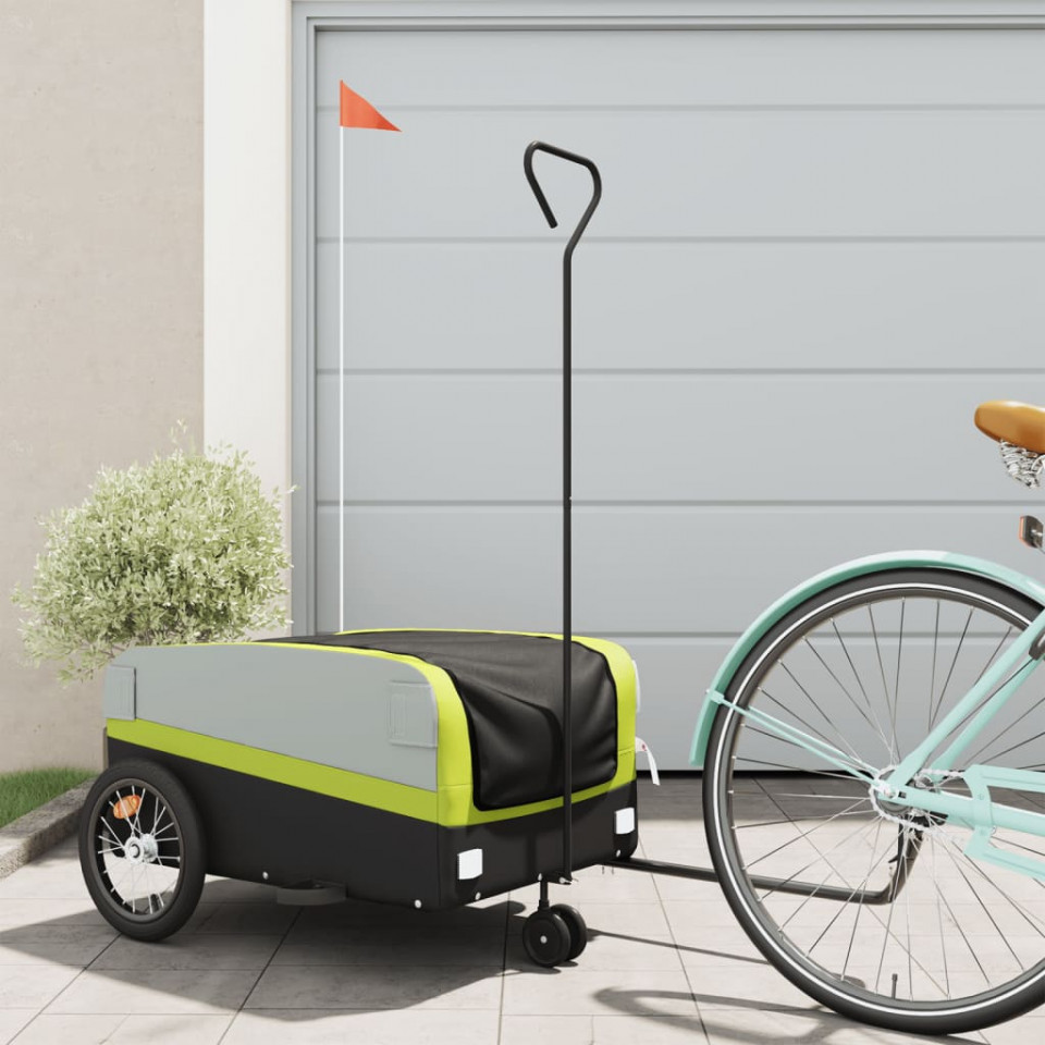 Remorcă pentru biciclete, negru și verde, 45 kg, fier