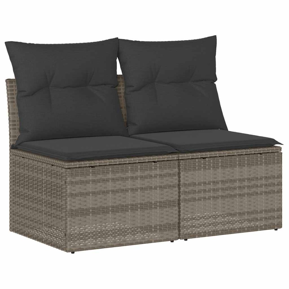 Set canapea de grădină cu perne, 2 piese, gri deschis poliratan