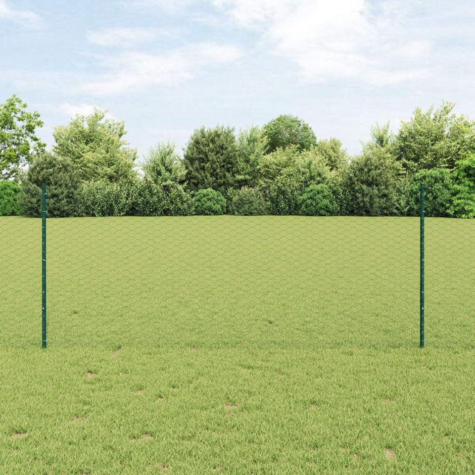 Set de Gard de Grădină Set de 2 Verde Metal 25 x 1 m Durable