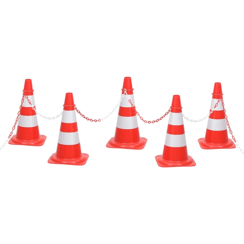 Set de lanț și con, lanț 10 m, roșu și alb