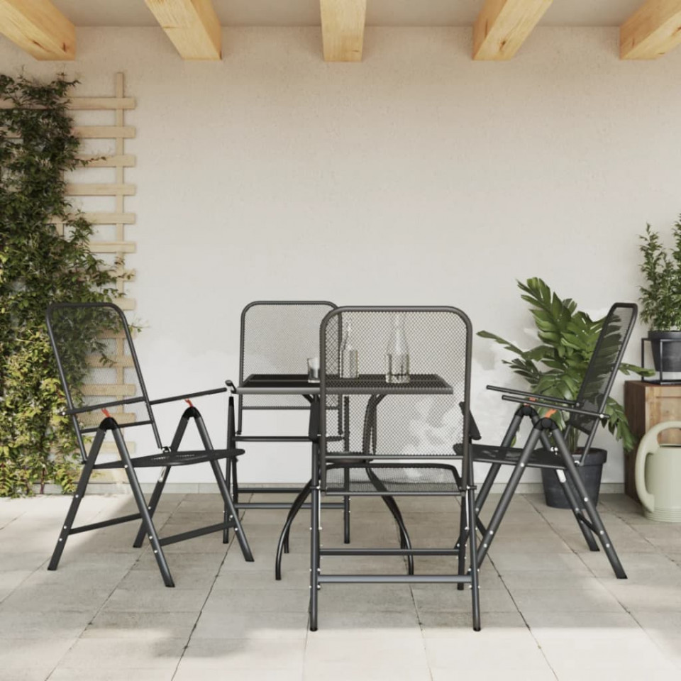 Set de masă pentru grădină, 5 piese, plasă metalică antracit