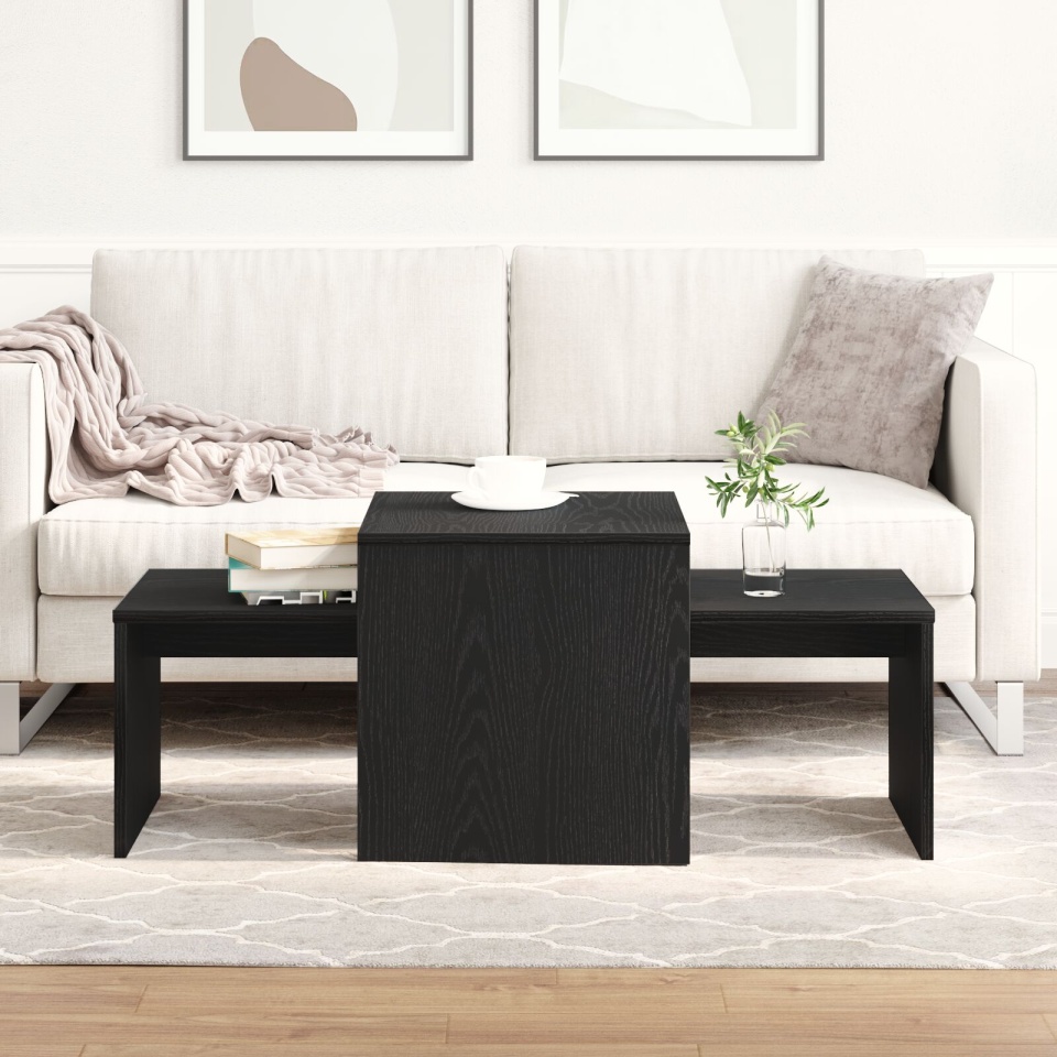 Set de mese nesting , negru stejar, 100x48x40 cm, lemn ingenios