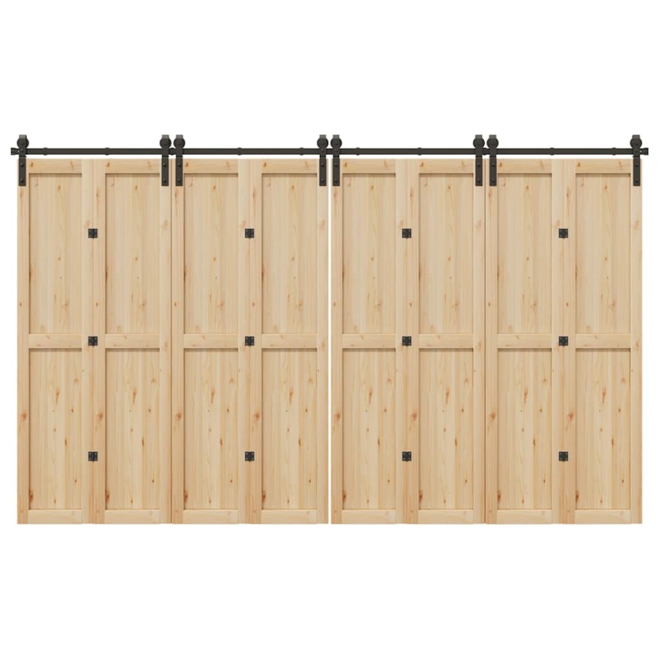 Set feronerie pentru ușă glisantă, negru, 183 cm, oțel
