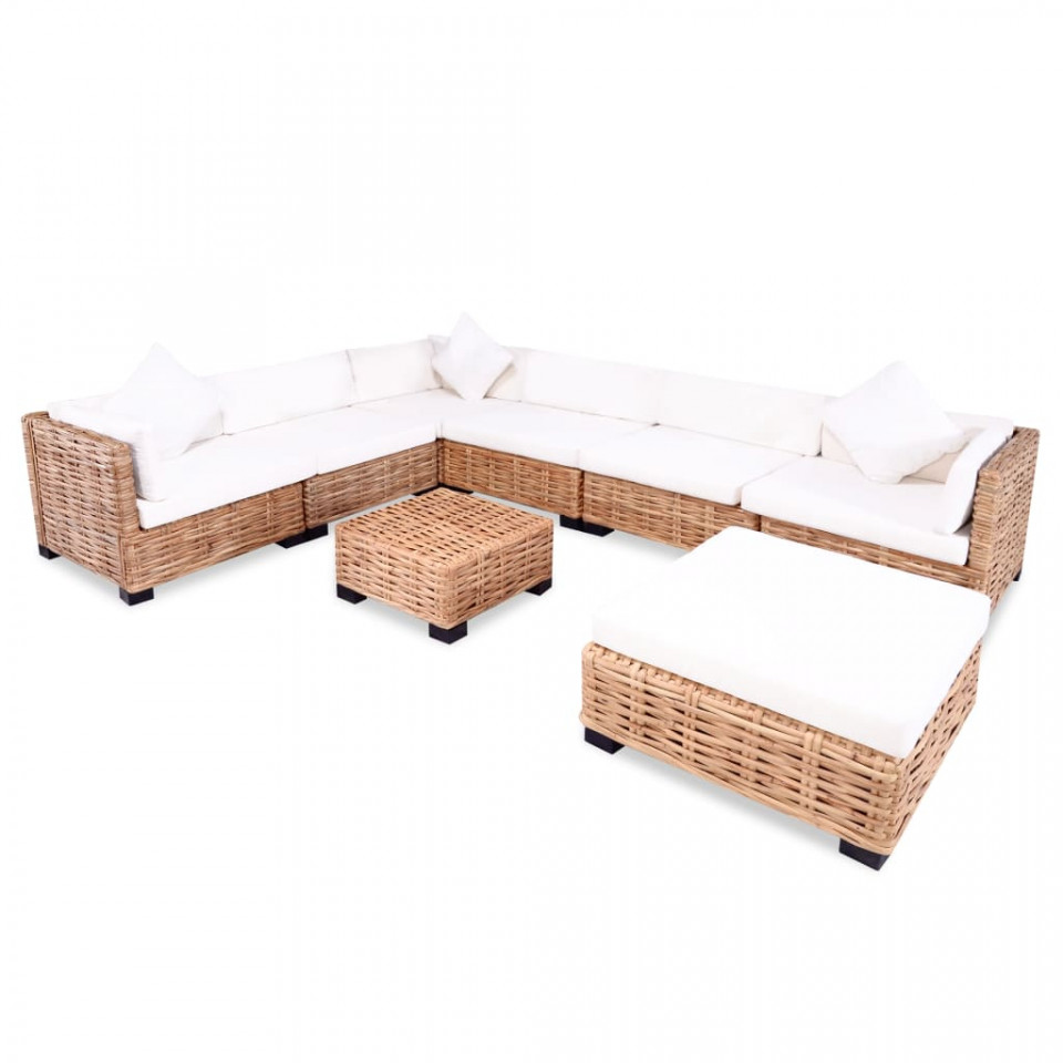 Poza Set mobilier cu canapea 27 piese, culoare naturala, ratan