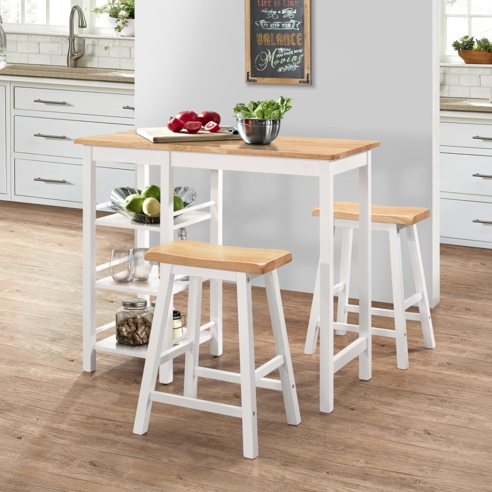 Set mobilier de bar, 3 piese, alb, MDF