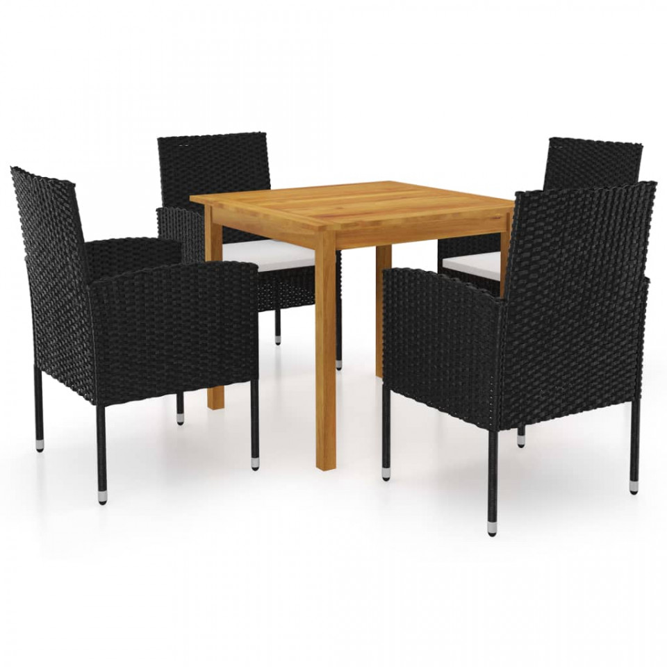 Set mobilier de grădină, 5 piese, negru