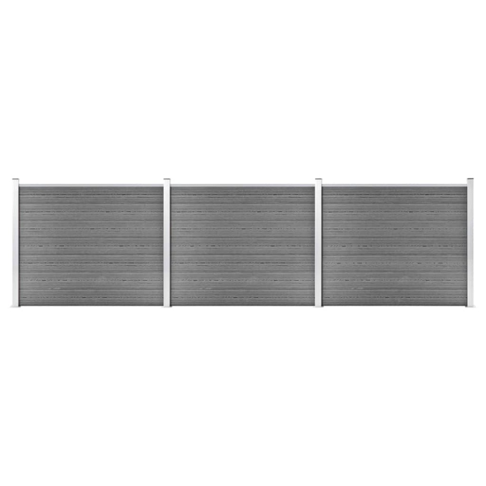 Set panouri gard, 526x146 cm, gri, WPC