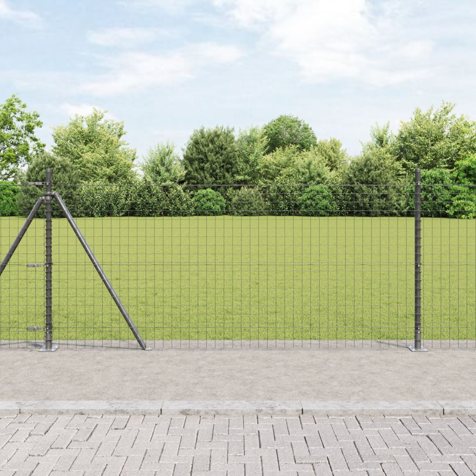 Stâlpi de Gard Set de 26 Gri Beton, Metal 3.2 x 3.2 x 110 cm
