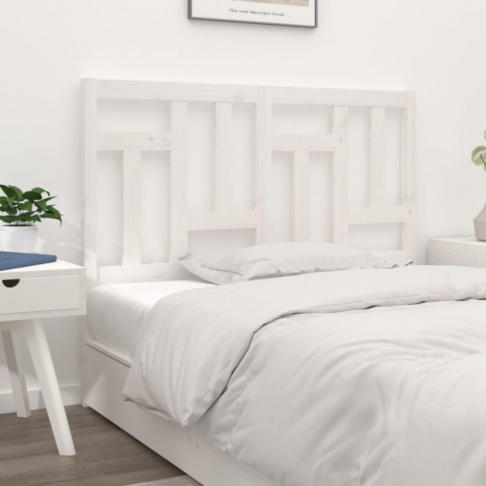 Poza Tablie de pat, alb, 205,5x4x100 cm, lemn masiv de pin