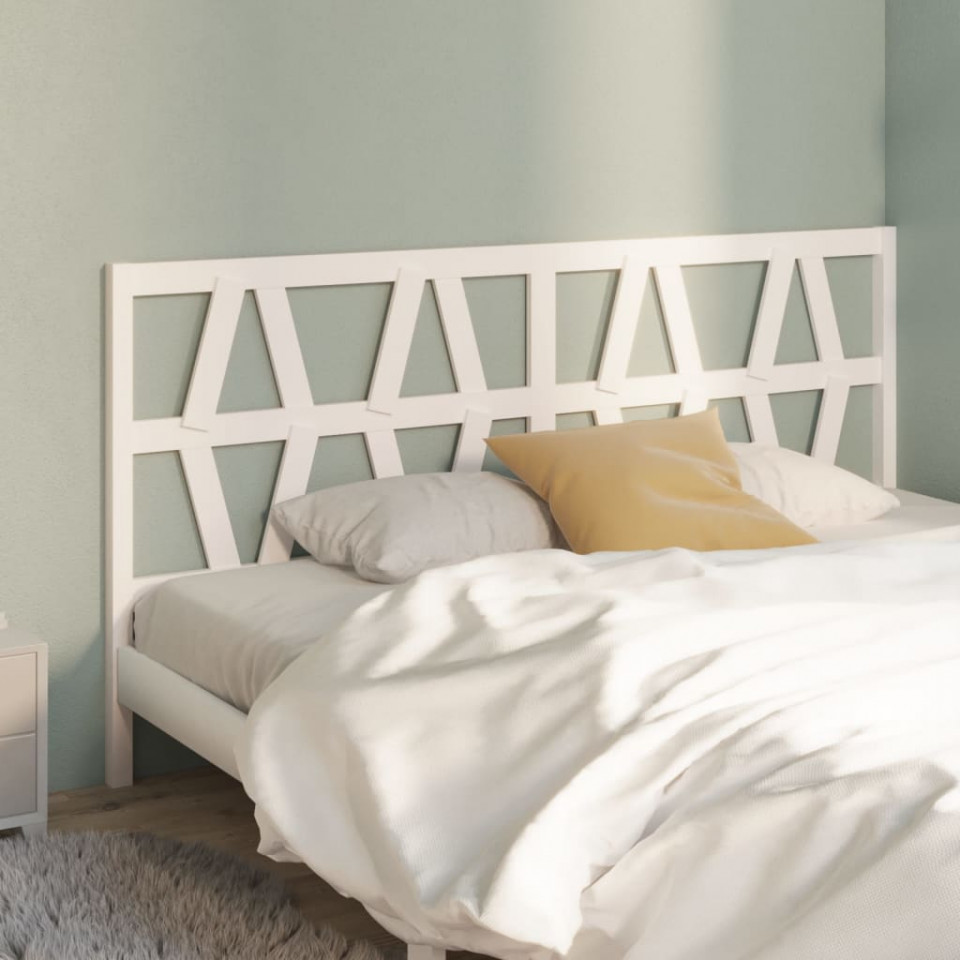 Poza Tablie de pat, alb, 206x4x100 cm, lemn masiv de pin