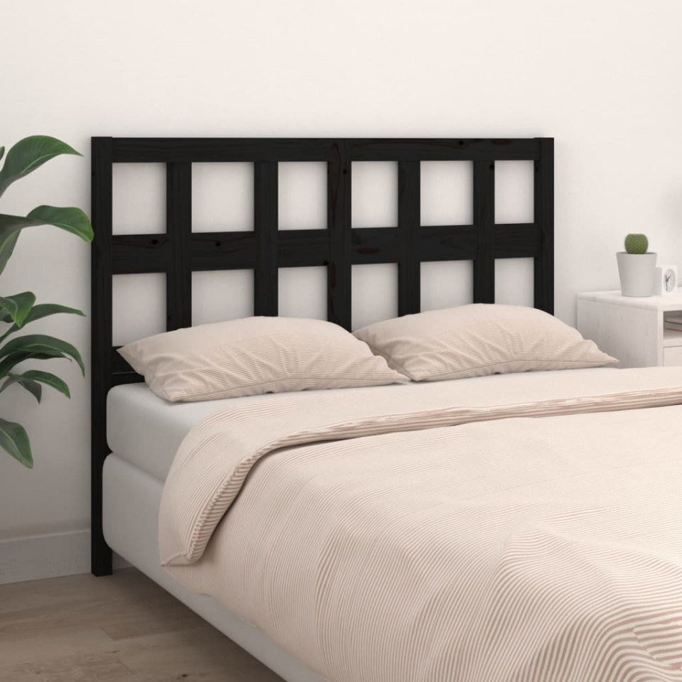Poza Tablie de pat, negru, 125,5x4x100 cm, lemn masiv de pin