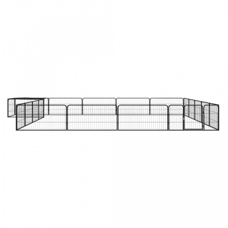 Țarc câini 20 panouri negru 100x50 cm oțel vopsit electrostatic
