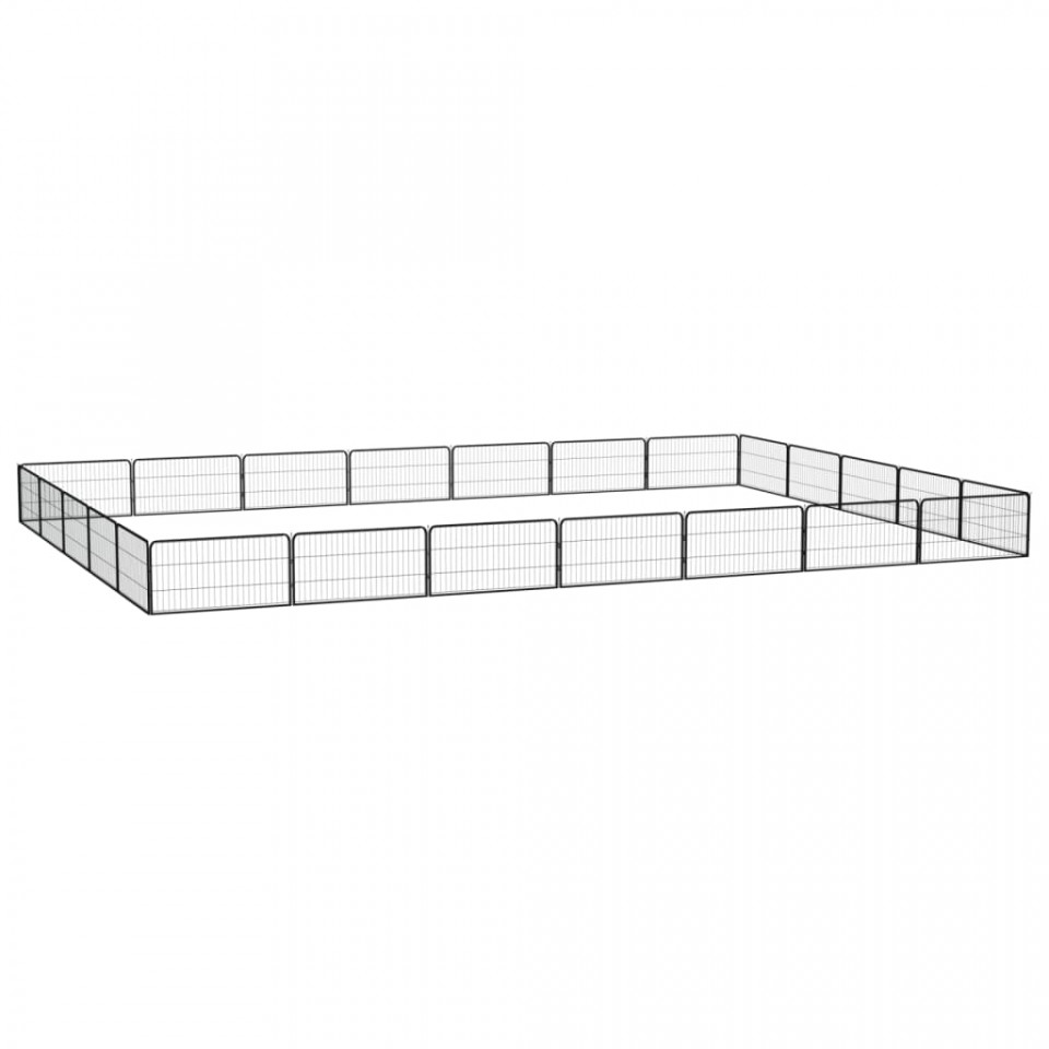 Țarc câini 24 panouri negru 100x50 cm oțel vopsit electrostatic