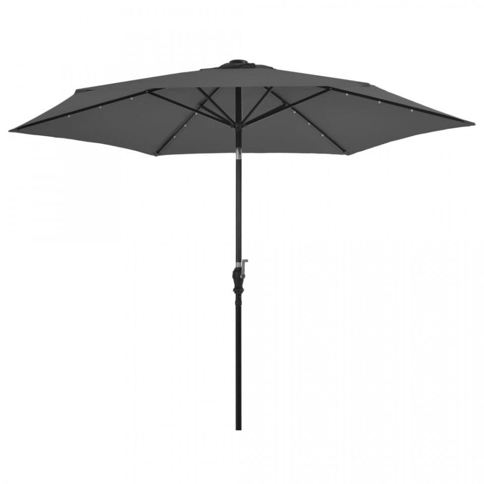 Poza Umbrela de soare exterior cu LED & stalp de otel antracit 300cm
