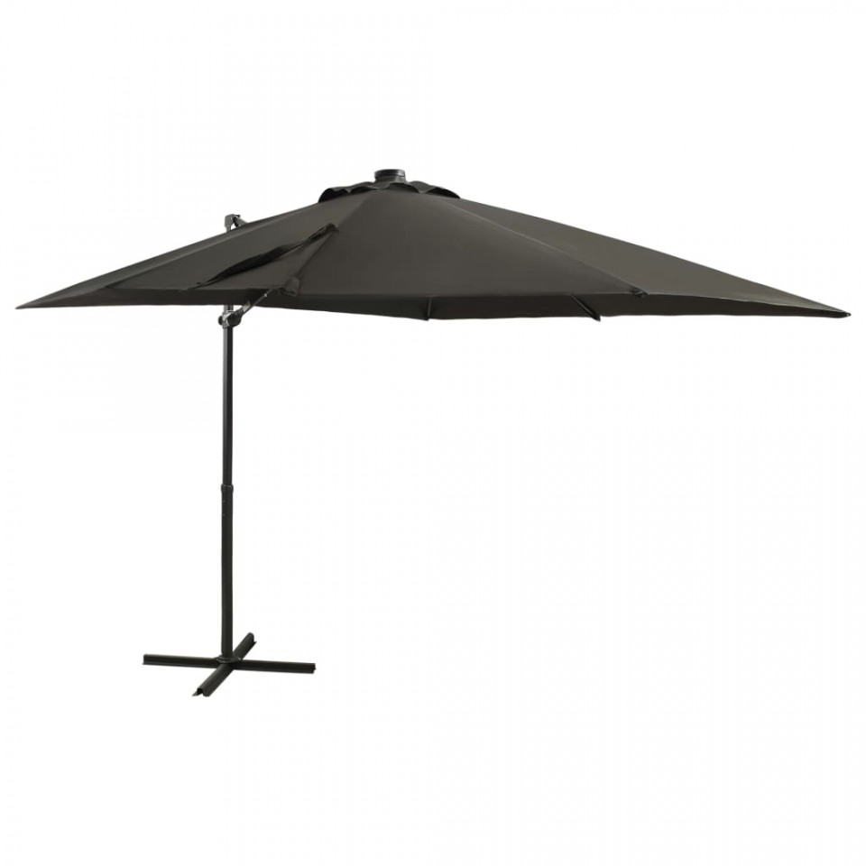 Poza Umbrela suspendata cu stalp si LED-uri, antracit, 250 cm