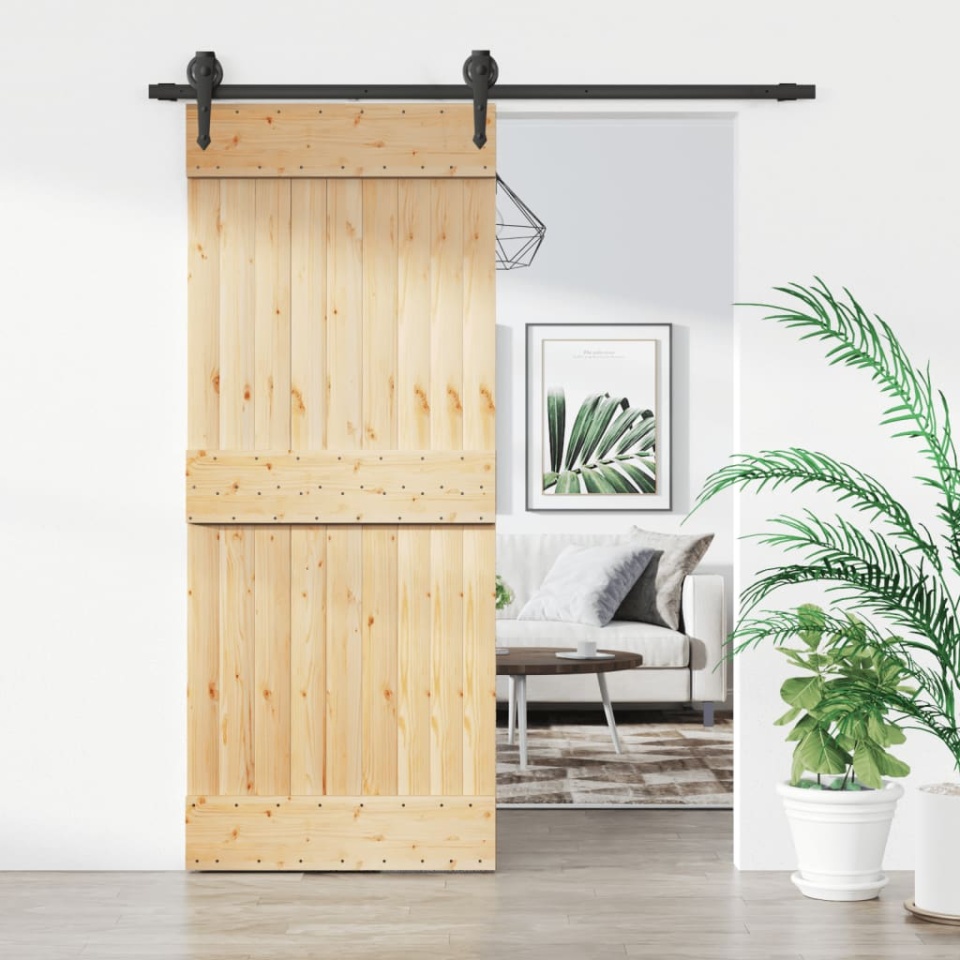 Ușă glisantă cu set de feronerie 85x210 cm, lemn masiv de pin