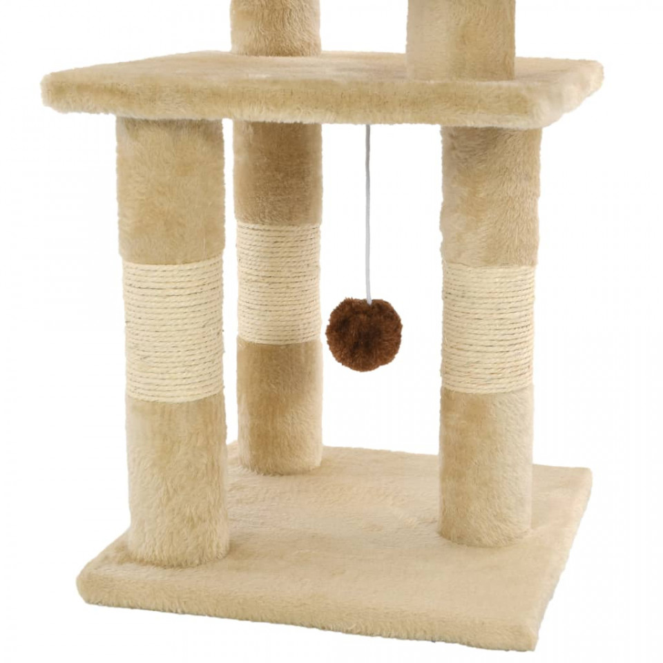Ansamblu pisici cu stâlpi din funie de sisal, bej, 65 cm